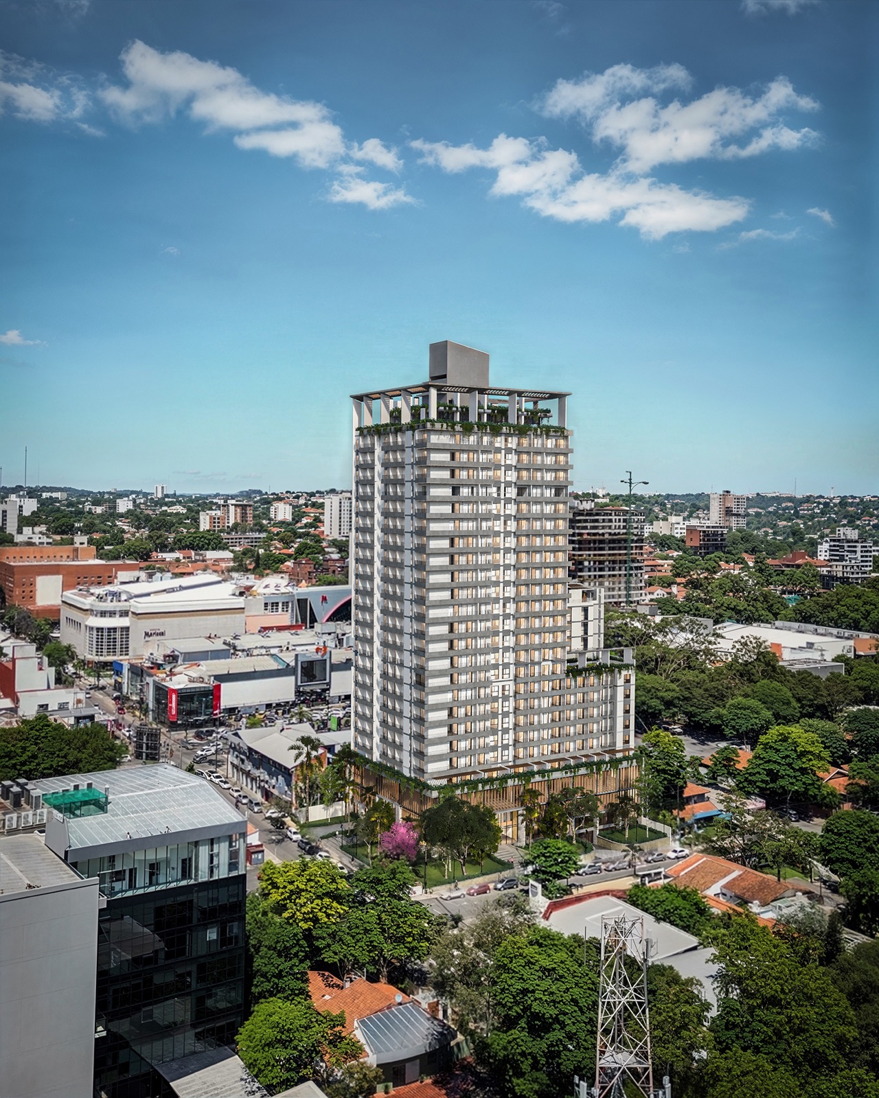 Torre First Element en el skyline de Asunción